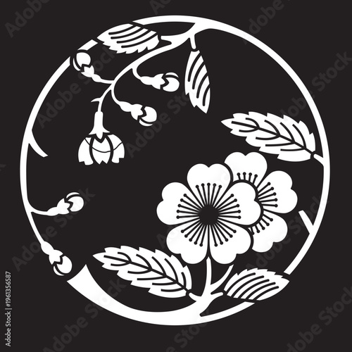 日本の伝統的な家紋「桜紋」のイラストベクターデータ