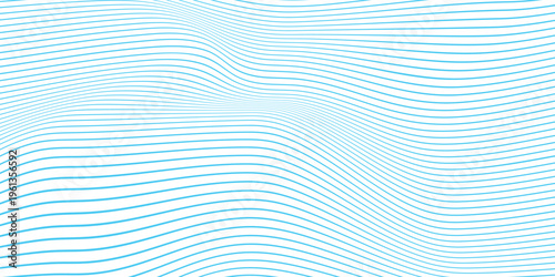 Abstract blue wave lines pattern on white background with space for your text