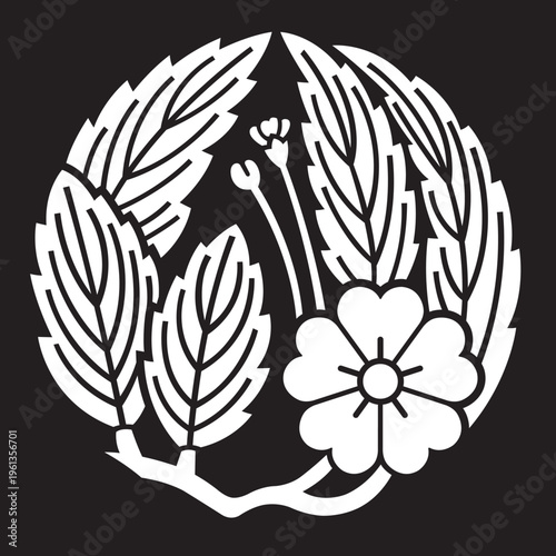 日本の伝統的な家紋「桜紋」のイラストベクターデータ