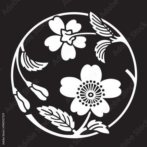 日本の伝統的な家紋「桜紋」のイラストベクターデータ