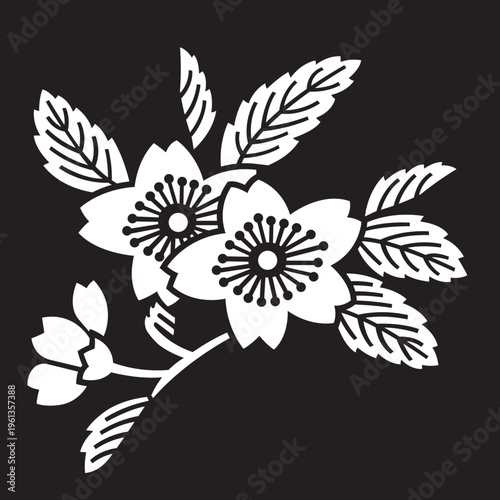 日本の伝統的な家紋「桜紋」のイラストベクターデータ