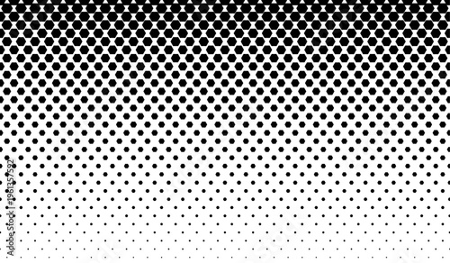Black and White Hexagon Halftone Gradient Background Pattern