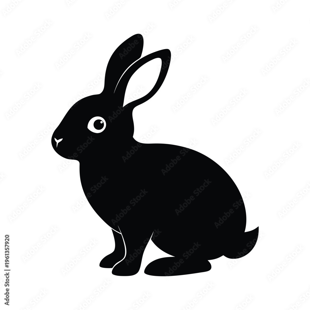 Obraz premium Bunny Rabbit Silhouette on White Background