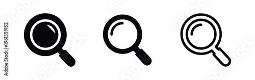 Magnifying Glass Search and Zoom Icons Set for Investigation