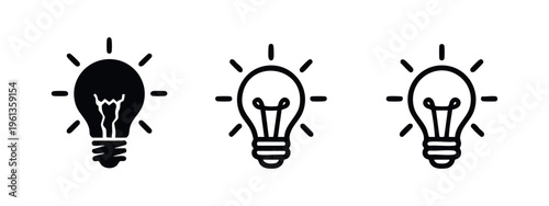 Light Bulb Idea and Innovation Icons Set for Creative Concepts