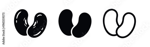 Bean and Legume Icons Set - Healthy Food and Nutrition Symbols in Silhouette and Outline Styles