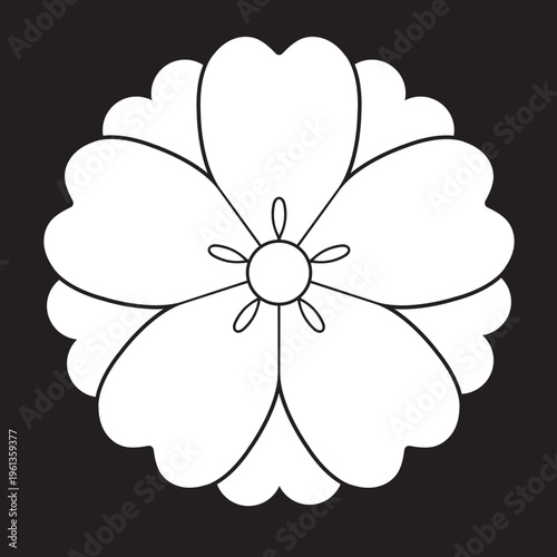 日本の伝統的な家紋「桜紋」のイラストベクターデータ