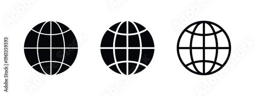 Globe Icons Collection - World Map and Earth Planet Symbols for Global Communication and Travel