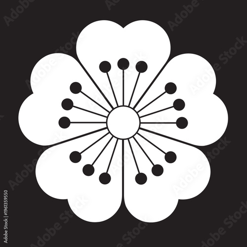 日本の伝統的な家紋「桜紋」のイラストベクターデータ