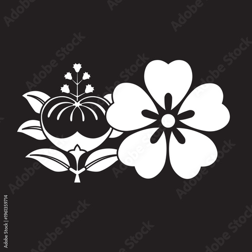 日本の伝統的な家紋「桜紋」のイラストベクターデータ