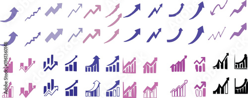 Growing business trend concept with upward arrow, financial growth chart and success strategy, modern corporate development illustration, profit increase, investment progress and economic growth visua