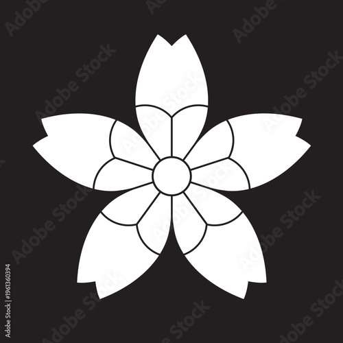 日本の伝統的な家紋「桜紋」のイラストベクターデータ