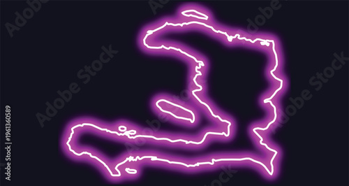 Haiti map outline neon glow purple country geography