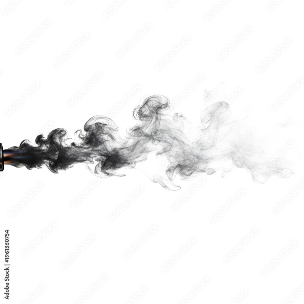 Fototapeta premium Smoke coming out of a pipe on an isolated transparent background with a gradient effect