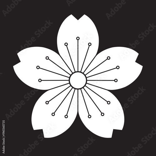 日本の伝統的な家紋「桜紋」のイラストベクターデータ