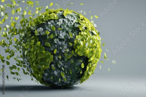 Earth shaped from leaves: symbolizing environmental conservation and green sustainability