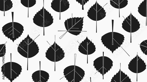 Leaf silhouettes scattered across seamless white background, no seamless