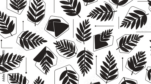 Leaf motifs arranged in repeating pattern on white background, no seamless