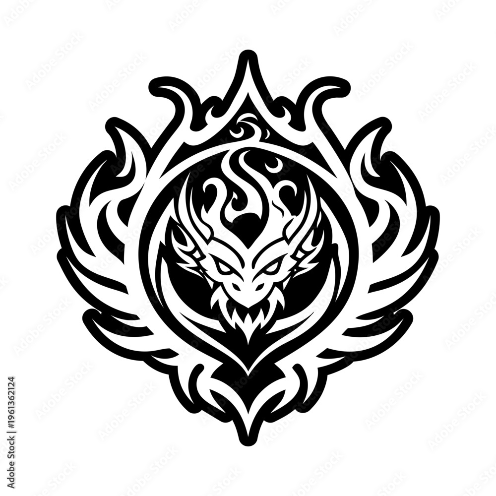 Obraz premium Dragon tattoo icon in solid style