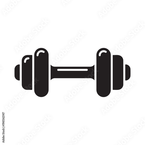 Black vector graphic illustration of a dumbbell for fitness and exercise