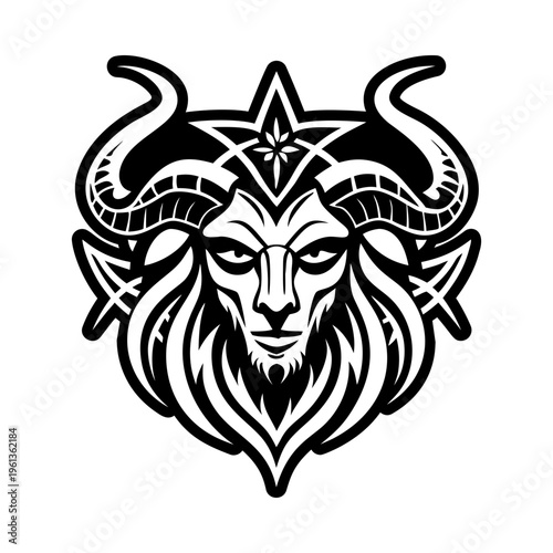A filled style icon of horned god symbol