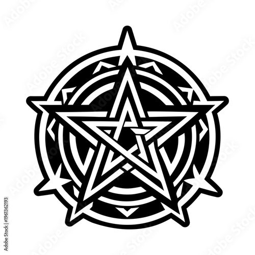A solid style icon of pentacle tattoo
