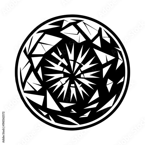 A glyph style icon of shattered glass symbol