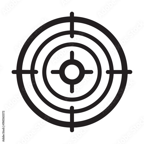 Sharp view of a target with concentric circles and crosshairs for focus