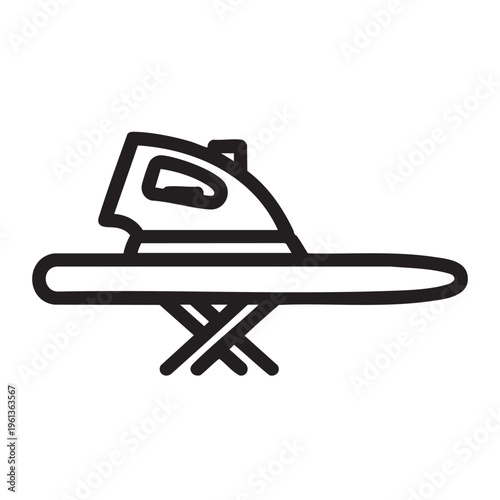 Ironing a sleeve on a board with an iron illustration