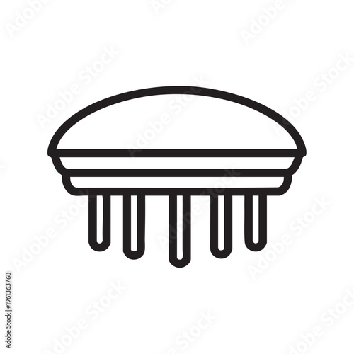 An illustration of a scalp massager with prongs for hair care