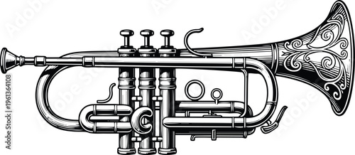 Vintage Trumpet Line Art – Musical Instrument Line Art