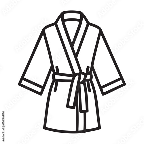 An illustration depicts a simple outline of a spa robe on a white background.