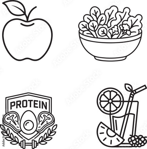 set of icons of food