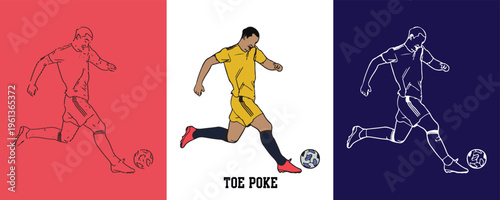 Football Player Toe poke Style Position silhouette Vector Illustration Abstract Editable image
