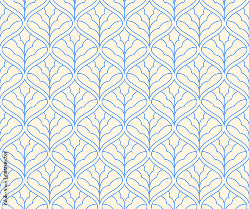 Abstract art deco leaves seamless pattern. Vector geometric texture.