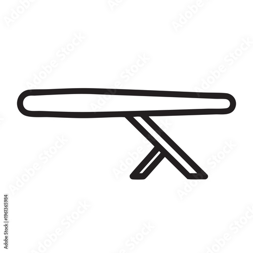 An illustration of a sleeve board used for ironing clothes on a flat surface.