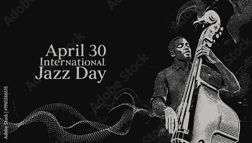 Man playing double bass instrument music.