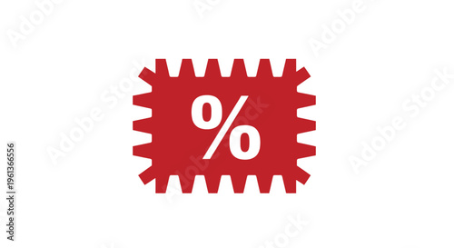 Red Percent Discount Sign Icon Symbol.