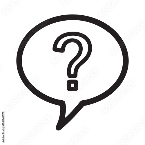 A question mark in a speech bubble outline icon represents confusion or inquiry.