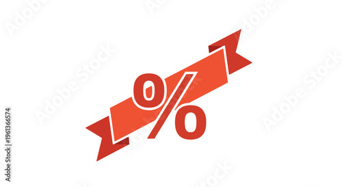Red Percent Off Discount Sign Symbol.