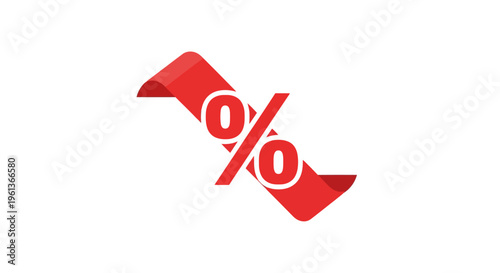 Red Percent Off Discount Sign Symbol.