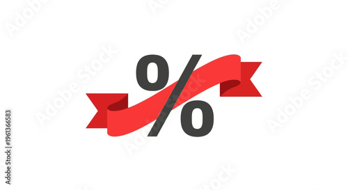 Red Percent Off Discount Sign Symbol.