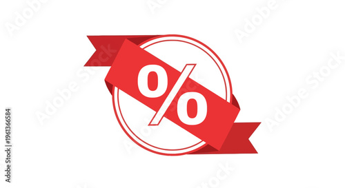 Red percent off discount sign symbol.
