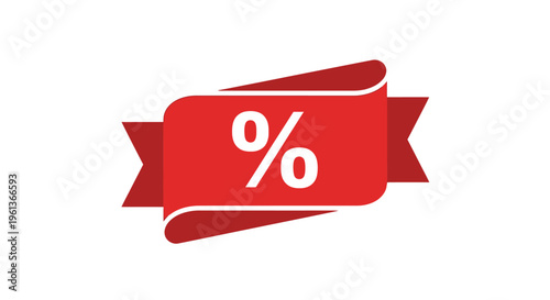 Red percent sign discount banner symbol.