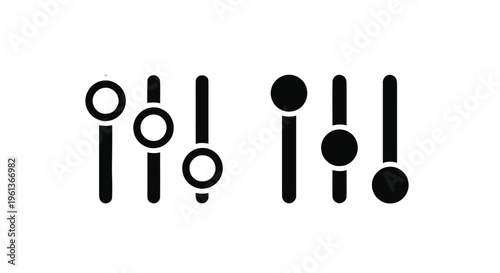 Vector illustration of equalizer settings icon set, slider control symbols