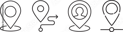 Pinpoint Navigation: A series of clean, minimalist location pin icons, each subtly conveying a sense of direction and identity.