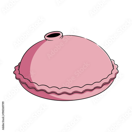 Illustration of a pink pie with a crust edge and a steam vent hole on top