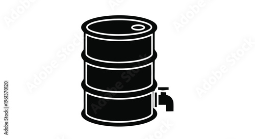 Vector illustration of oil barrel with tap icon
