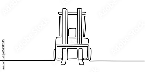 Continuous line drawing of a forklift truck for industrial logistics and warehouse concepts