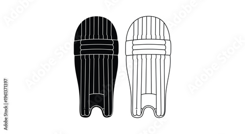 Two cricket leg pads displayed in contrasting styles a striking silhouette